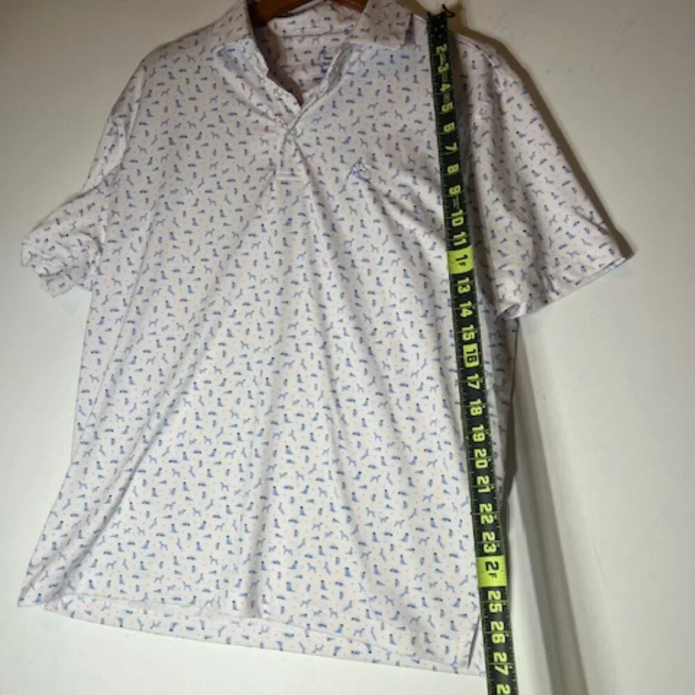 Rhoback Men's Polo Collared Blue Dog Casual White Shirt Sz M - Picture 4 of 5